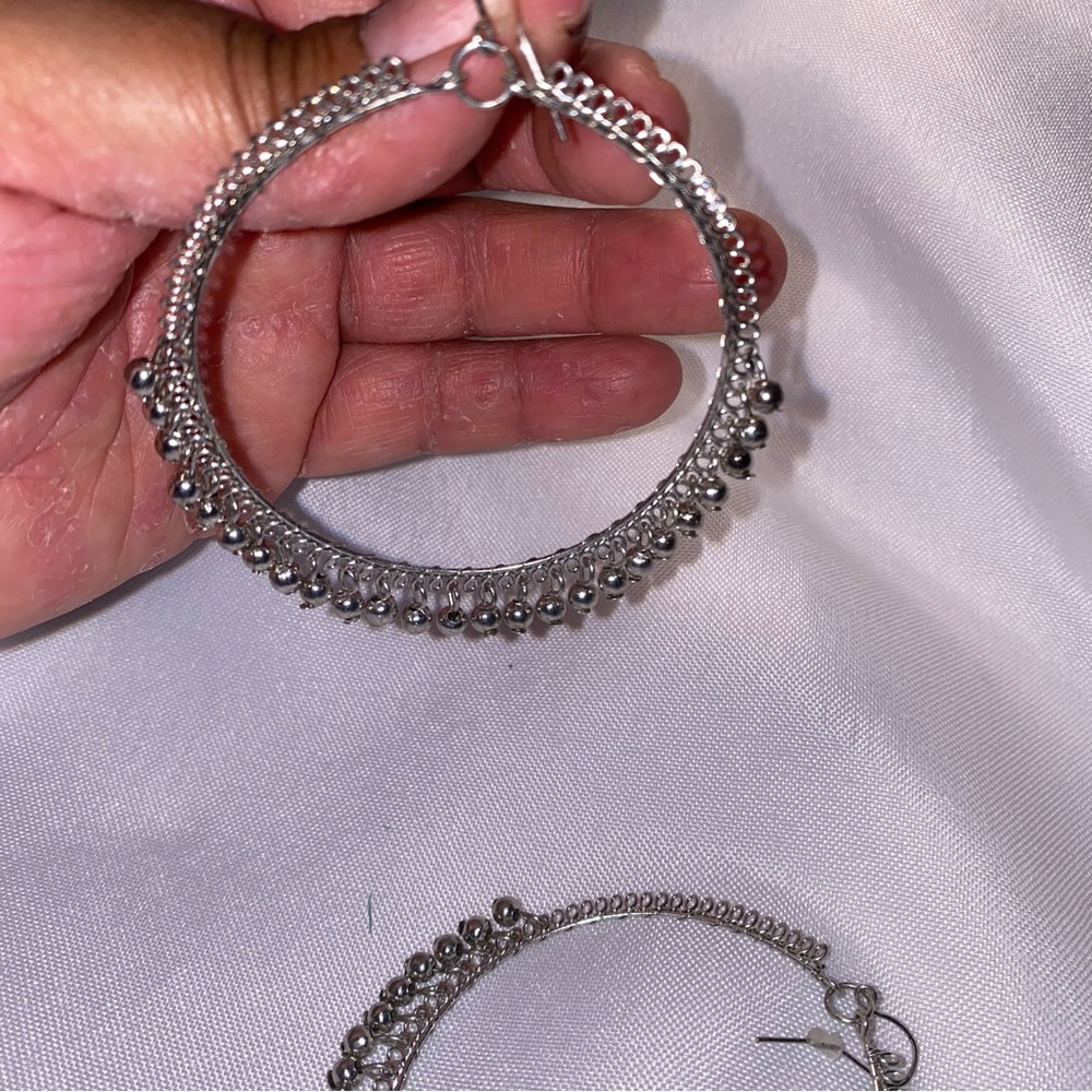 ZAD Silver Tone Hoop Earrings, Made in India, Size 2.5 “, Lead Free